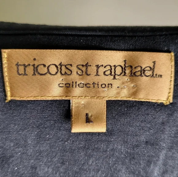 Tricots St Raphael Black Short Sleeve Tee Shirt size Large - Picture 3 of 4